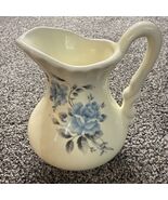 Vintage VB Athena California Creamer Pitcher Cream Color Blue Floral 5.5” H - $26.59 CAD