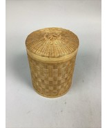 Vintage 1977 Woven Wicker Storage Basket - 7”Hx5.5”D - £9.96 GBP