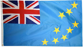 Tuvalu - 5'X8' Nylon Flag - Nylon, Without Fringe, Grommets - $146.40