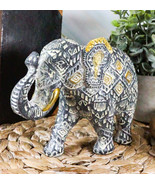 Ebros Silver Gold Patterned Elephant 6.5&quot;L Feng Shui Elephant Mother Fig... - $428.95 MXN