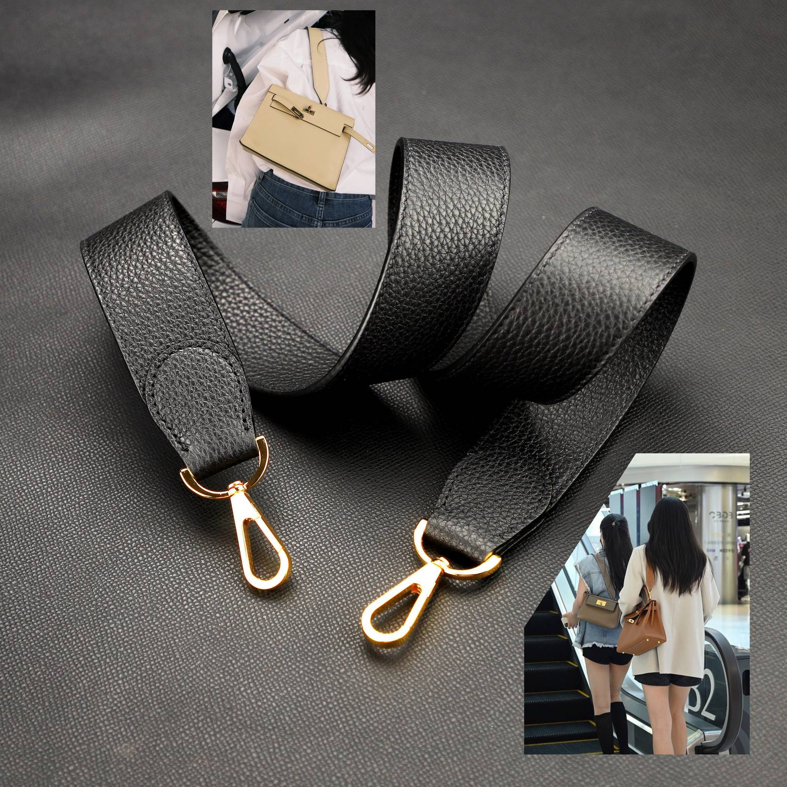 38mm width Togo leather kelly shoulder strap for kelly 32cm,kelly togo leather b