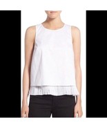 Trouve White Fringe Trim Lined Hem Tank Top Blouse Shirt Size S - $546.28 MXN