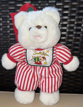 Vintage Soft Luv Santa&#39;s Helper 12&quot; Plush Christmas Teddy Bear 1992 Stuffed - £11.59 GBP