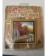 Jiffy Needlepoint Autumn Bridge 1977 Vintage Kit Canvas Wool Yarn Jennin... - $20.46 CAD