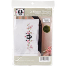 Tobin Stamped For Embroidery Pillowcase Pair 20&quot;X30&quot;-Cat Silhouette - £15.55 GBP
