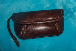 TRINA TURK Brown Leather Clutch Wristlet Bag - £14.38 GBP