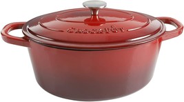 Crock Pot 7 Quart RED Oval Enameled Covered Cast Iron Dutch Oven Cooker ... - $91.85