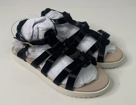 the children’s place NWT girls shiny black strappy gladiator sandals Size 3 Q4 - £10.64 GBP