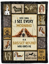 First Thing I See Every Morning Is A Basset Hound Blanket Dog Pet Lover Blankets - £46.11 GBP+