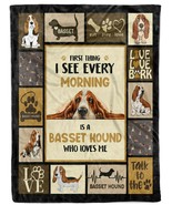 First Thing I See Every Morning Is A Basset Hound Blanket Dog Pet Lover ... - £45.96 GBP+