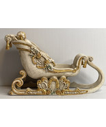 12” Antiqued Ornate Christmas Gold Glitter  scroll sleigh Shabby Chic Vi... - £25.70 GBP