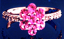 Pink .70c sapphire Ring with Mossanite Accent.Flower Design, 925 Sterling Silver - £26.10 GBP