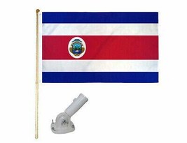 5&#39; Wooden Flag Pole Kit W/Nylon White Bracket 3x5 Costa Rica Polyester Flag - £27.88 GBP