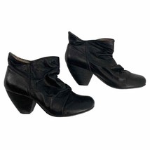ALDO women 7 Black Leather Round Toe slip on Heel Ankle Boots - $18.99