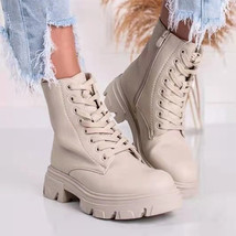 Women Autumn Fashion Lace Up Ankle Boots Female New Platform Zip Orginal Booties - £29.20 GBP