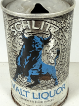 Schlitz Beer Can Malt Liquor Vintage Steel 8oz Embossed Blue Bull - $5.64