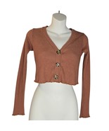 Altar&#39;d State Womens Small Knit Cropped Cardigan Button Front Ribbed Ind... - $359.14 MXN