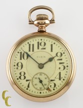 Elgin Gold Filled &quot;Father Time&quot; Open Face Pocket Watch Gr 454 21 J 16S 1920 - £290.82 GBP