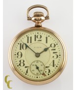Elgin Gold Filled &quot;Father Time&quot; Open Face Pocket Watch Gr 454 21 J 16S 1920 - £289.97 GBP