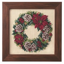 Como Poinsettia Wreath Seasonal Flower Arrangement Cross Stitch Kit - $685.00 MXN