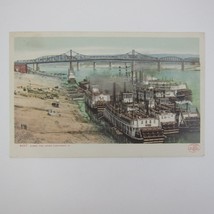 Postcard Cincinnati Ohio Along Levee Paddlewheeler Steamer Ships Antique 1904 - £6.28 GBP