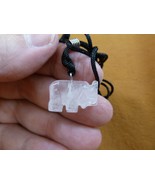 (an-ele-25) Elephant Rose Quartz simple carving PENDANT necklace gemston... - $146.35 MXN