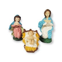 Vtg Lot 3 Italy Chalkware Nativity Family Jesus Ma Ry Hand Painted Vgc - £18.60 GBP