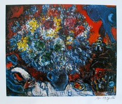 Marc Chagall &quot;Bouquet De Fleur Et Amants&quot; Ltd. Ed. Litho.Facsimile S/ Pencil # - £64.30 GBP