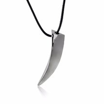 HML05 New Stainless Steel Wolf Tooth Necklace Leather Cord Fang Shark Mens Unise - £15.79 GBP