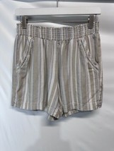 Briggs Linen Rayon Summer Shorts Inseam 4.5&quot;  Striped W/ Pockets Elastic... - £10.10 GBP