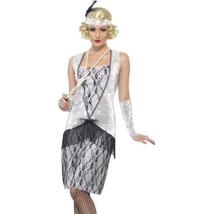 Flapper Costume Adult Silver Black Womens - £44.59 GBP