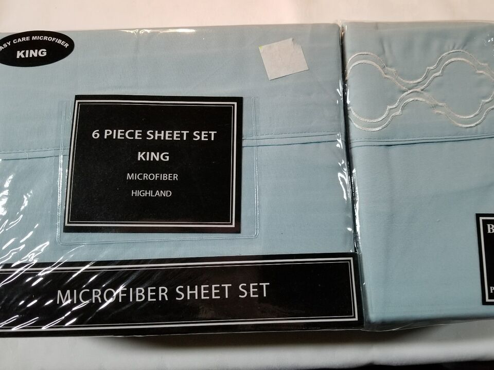 Victoria Classics Brand ~ 6 Piece Sheet Set ~ Microfiber ~ King Size ~ Blue - $44.88