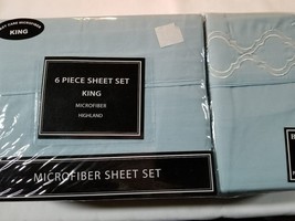 Victoria Classics Brand ~ 6 Piece Sheet Set ~ Microfiber ~ King Size ~ Blue - £35.08 GBP