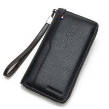 BISON DENIM Genuine leather Wallet Men Zipper Coin Pocket Long Purse Male Passpo - £51.54 GBP