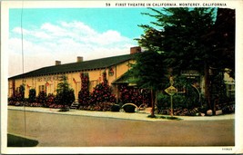  First Theatre in California Monterey CA UNP Unused WB Postcard C7 - £3.13 GBP