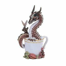 Hot Chocolate Whipped Cream Foam Beverage Dragon In Cup Statue Fantasy Dragons - £31.96 GBP