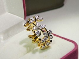 14k Yellow Gold Over  2.30Ct Round Simulated Diamond  Butterfly  Engagement Ring - £99.25 GBP
