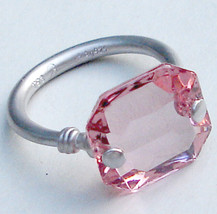 Baccarat Pink Crystal Ring Marie Helene De Taillac Matte Sterling Size 8... - $174.90