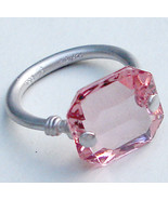 Baccarat Pink Crystal Ring Marie Helene De Taillac Matte Sterling Size 8... - £138.19 GBP