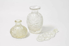 Glass Perfume Topper and Base Lead Crystal Miniature Vase Detailed VINTAGE Clear - £15.76 GBP