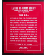 Authentic Jimmy Johns Etiquette THE DO&#39;S Red Metal Tin Sign 22&quot;h x 17.25... - £62.92 GBP