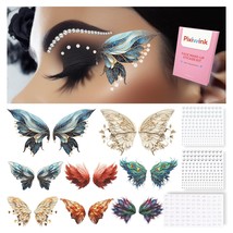 Butterfly Temporary Tattoos and Face Gems Stickers Kit for Women Glitter... - $23.37