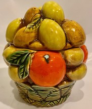 Inarco Orange Spice Fruit Pottery Cookie Jar E3354  Vintage 1960&#39;s ~ Japan Label - £20.91 GBP