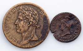 1798-1825 France Centime &amp; 5 Pièce de Monnaie Lot ( Très Fin, VF État) - £41.31 GBP