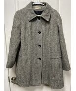 VTG Herman Kay Grey Wool Herringbone Buttoned Pea Coat USA Made Size 14-16 - €24,82 EUR