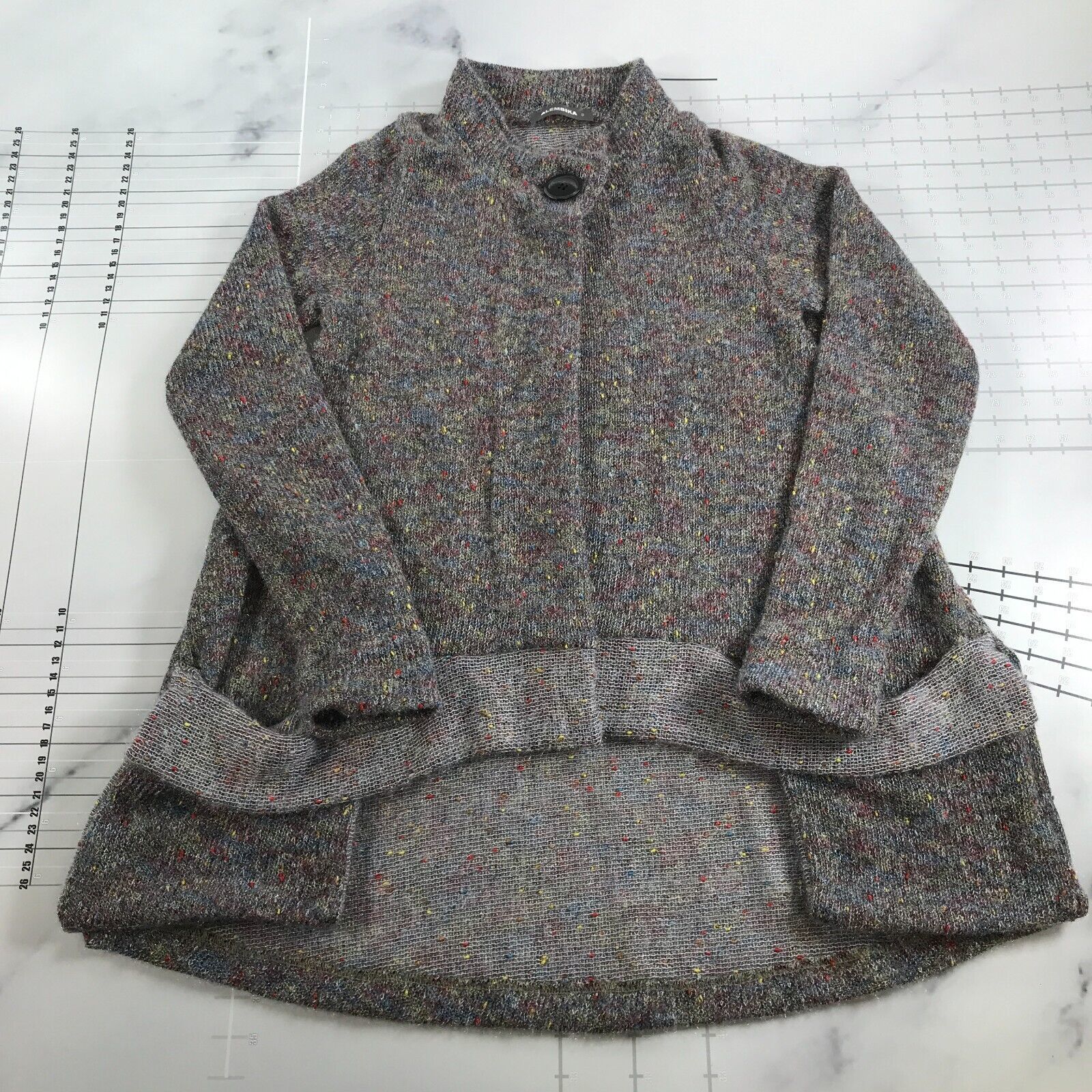 Primary image for Alembika Sweater Dress Womens 0 Gray Purple Red Yellow Blue Speckled Open
