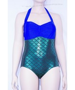 Sexy Plus size Blue Metallic Mermaid One Piece Swimwear - $23.21