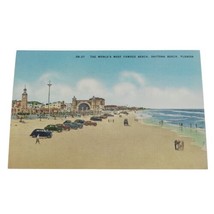Daytona Beach, Florida Postcard Boardwalk Classic Cars Linen Bathing Beach  - £3.99 GBP