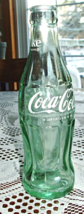 Coke Bottle-Green-Hobble Skirt-Applied Name in White-6.5 oz-8 &quot; Tall-Mid 1950&#39;s - £3.91 GBP