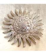 Vintage Silver Toned JBK Sunburst Pin Brooch Clear Rhinestones 16-d - €63,32 EUR